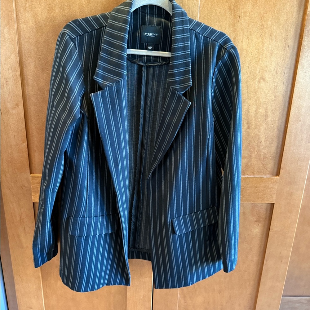 Liverpool LA Pinstripe Blazer Longline Career Chic Office Minimalist Size L